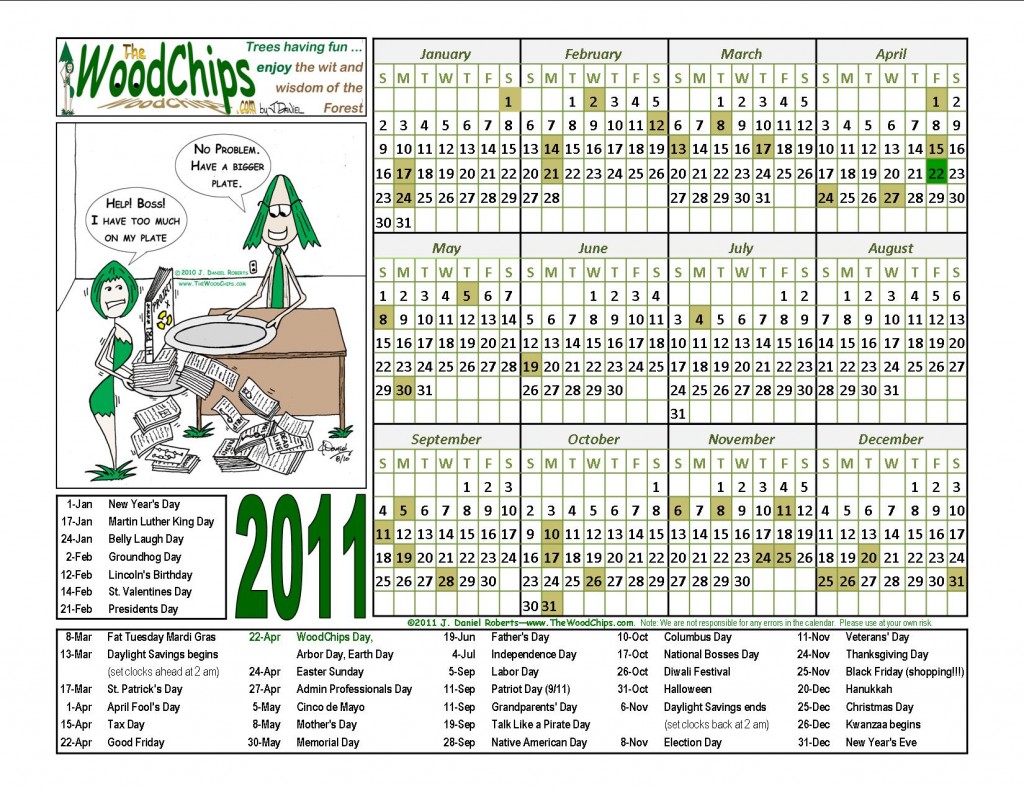 WoodChips 2011 Calendar - Have A Bigger Plate