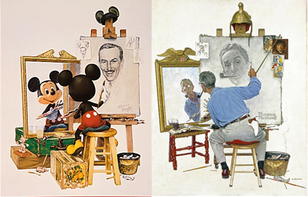 Norman Rockwell Mickey Mouse Disney And The WoodChips The