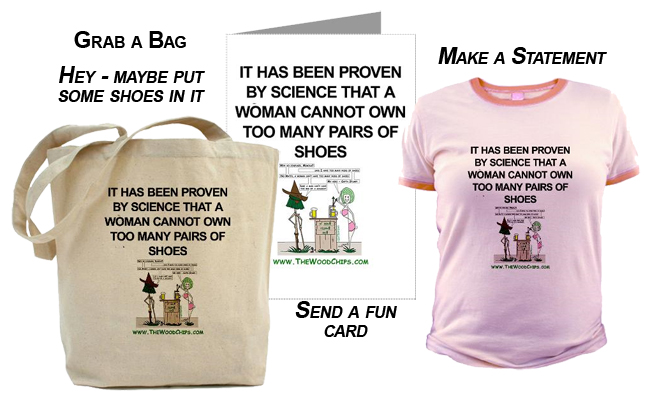 Cool products at the WoodChips Store - Grab a bag, send a fun card, make a T-Shirt statement